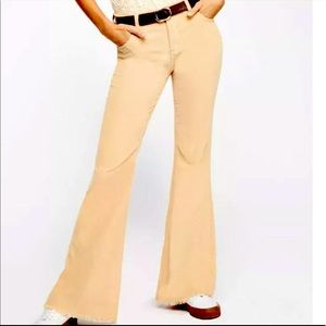 Free People We The Free Beige Tan Corduroy Flare Pants
